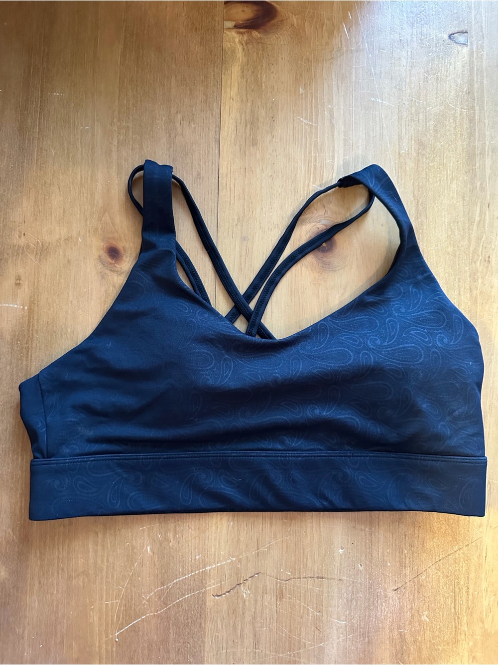 ZYIA Black Paisley Light n Tight Strappy Sports Bra